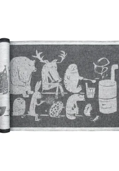 ELÄINTEN SAUNA laudeliina, valko-musta 46 x 150 cm