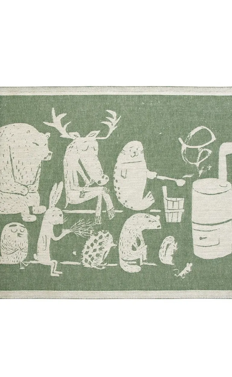 ELÄINTEN SAUNA pefletti, pellava-vihreä 46 x 60 cm